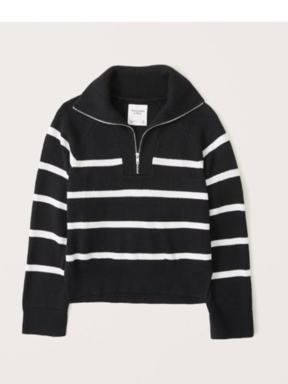 Abercrombie & Fitch Black & White Striped Half-Zip Sweater Size Large NWT